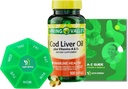 Spring Valley Cod Ulei de ficat Plus Vitamine A & D3, 100 softgels, Suport funcția ochilor și un sănătos, Bundle cu vitamine și minerale Ligth &Spring Guide