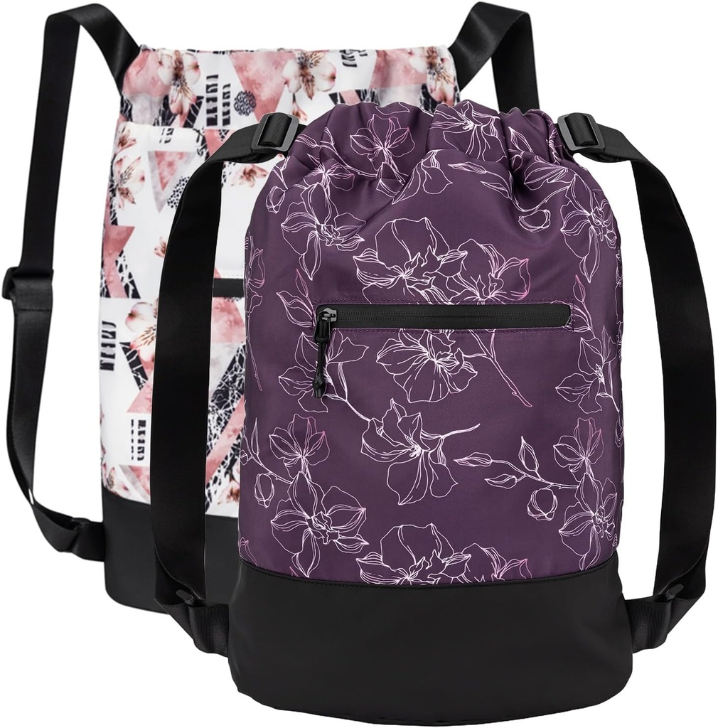 [2-Pack] Flex Cinch cordon sac de gimnastică pentru femei cu design grafic 