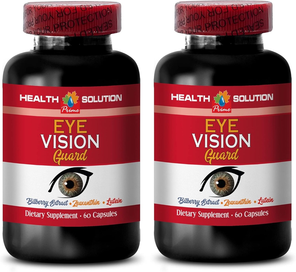 Vitamine pentru ingrijirea ochilor - Suport de vedere maxima - Promoveaza viziune sanatoasa - l-Taurină Supliment, Lutein, fructe de afine, semințe de struguri, Querbetin Dihidrat, L-Taurină, vitamine A pastile, 2 Bot 120 Capace