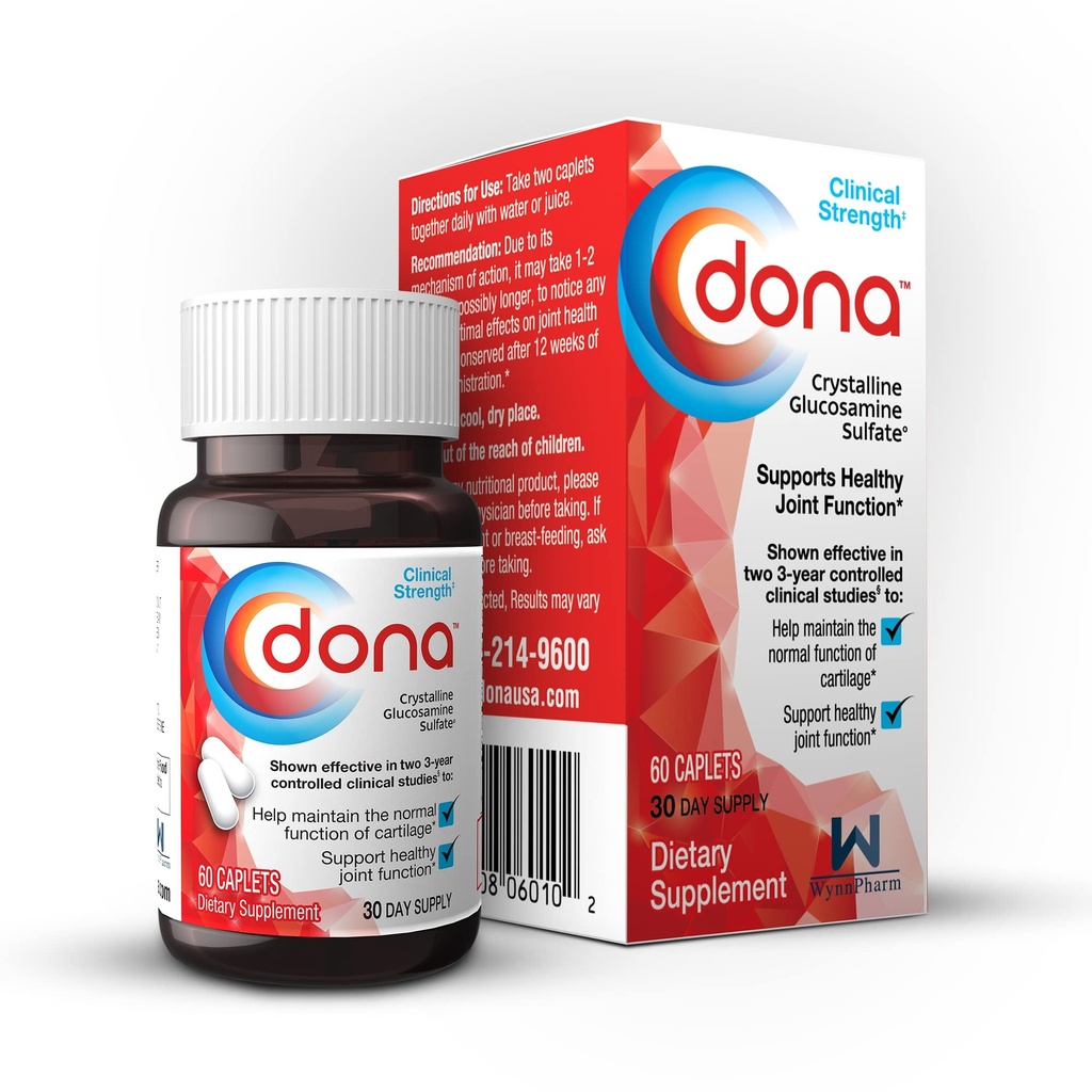Dona Crystalline Glucosamine Sulfate, 1500 Mg, suplimente combinate pastile pentru Knee Comfort & Asistenţă medicală comună, 1500 Mg, 60 Conte
