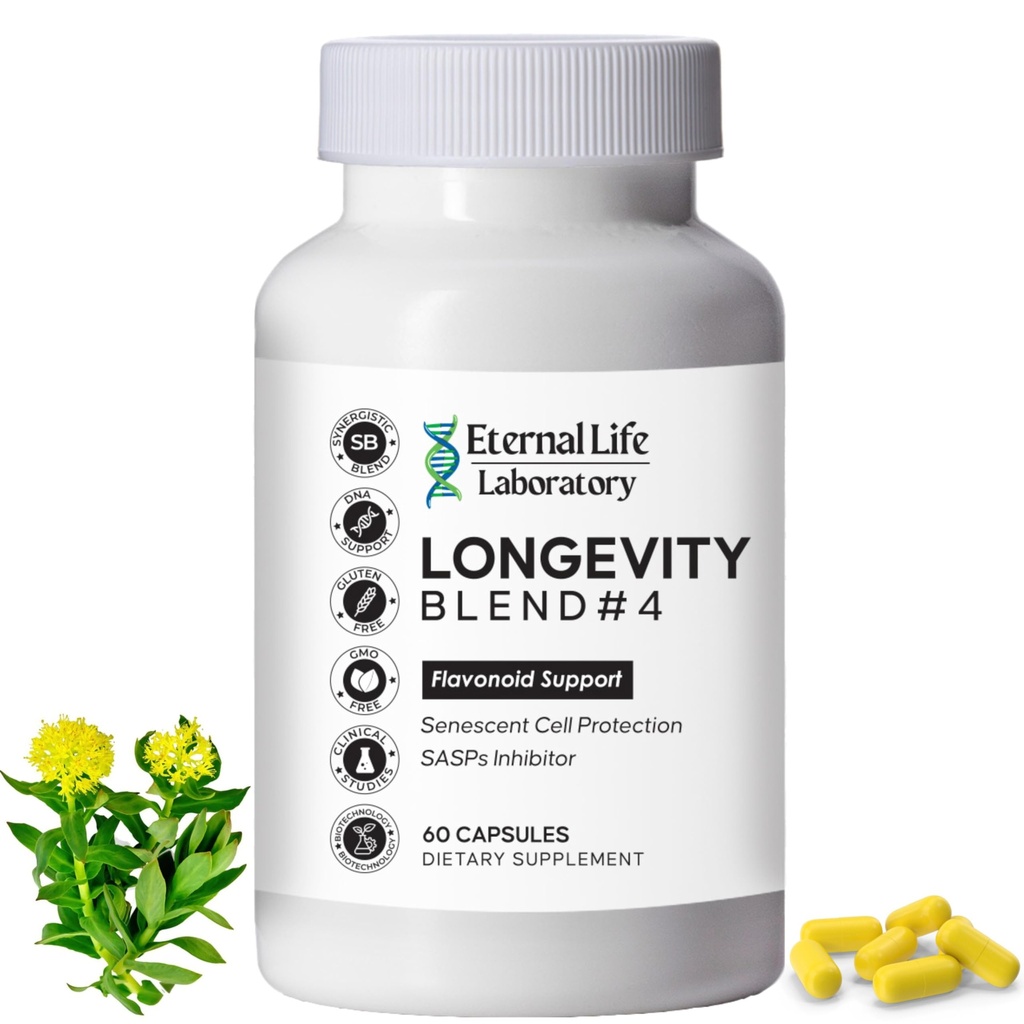 Quercitin, Rhodiola Rosea, Luteolin și Rutin Longevity Blend #4 Anti-Aging Supliment pentru apărare celulară cu imunitate și suport energetic, antioxidanți