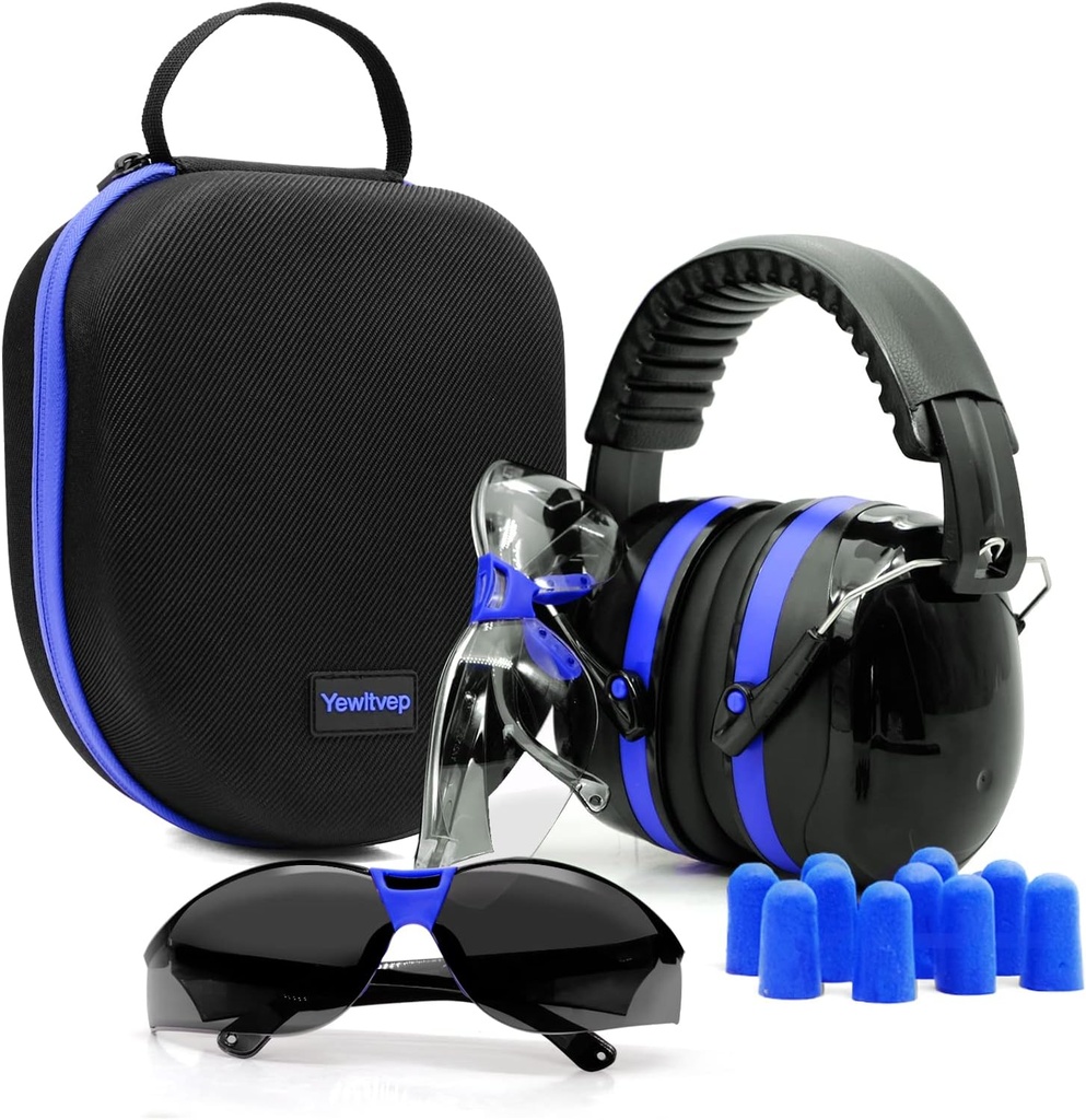 Yewltvep fotografiere protecție ureche arma Range protecție ureche cu earmuffs, ochelari de siguranță arma, dopuri de ureche, caz de stocare greu