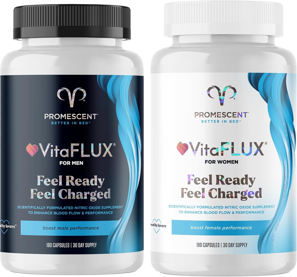 VitaFLUX Triple Power Nitric oxid Supliment pentru performanta masculina + VitaFLUX Femeii oxid azotat Booster Supliment, Creșterea circulatiei, Boost Energy & Heart Health, Performanta, Rezistenta, Energie