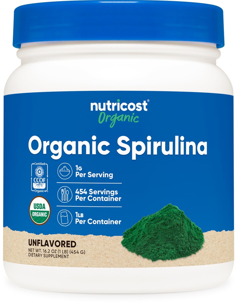 Nutricost Organic Spirulina pulbere 454 Grams, 1LB - Pure, Certified Organic Spirulina