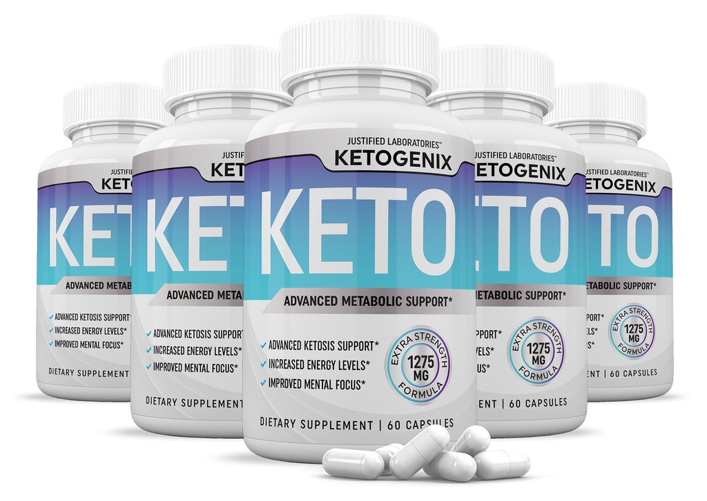 (5 ambalaj) Ketogenix Keto pastile 1275MG Formula nouă și îmbunătățită conține cidru de mere Oțet extra Fecioară Olive pulbere de ulei de ceai verde 300 capsule