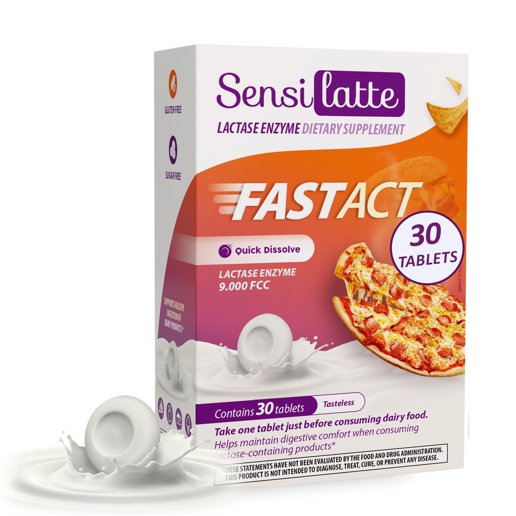 Lactase Enzim 30 comprimate fără aromă - 9.000 FCC - Sensilatte 