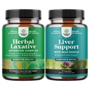Bundle de capsule laxative din plante cu probiotice și ficat Cleanse Detox & Formula de reparații - Natural Colon Dezintoxicare Sistem de suport digestiv - Herbal Ficat de sprijin suplimentar cu lapte Thistle