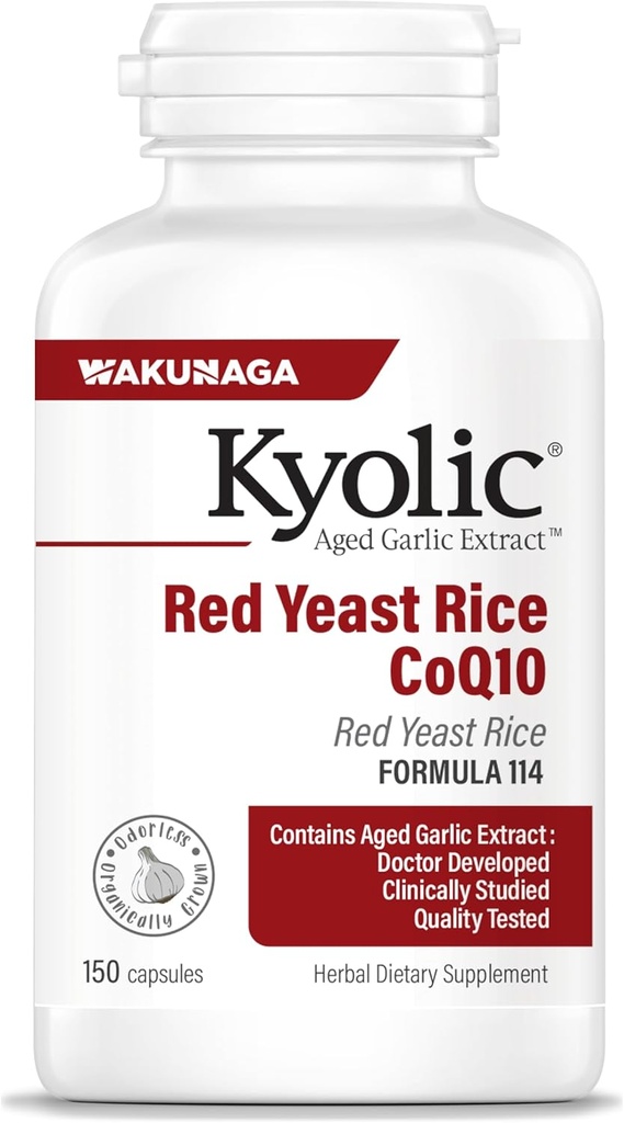 Extract de usturoi în vârstă Kyolic Formula 114, Red Yeast Rice CoQ10, 150 capsule