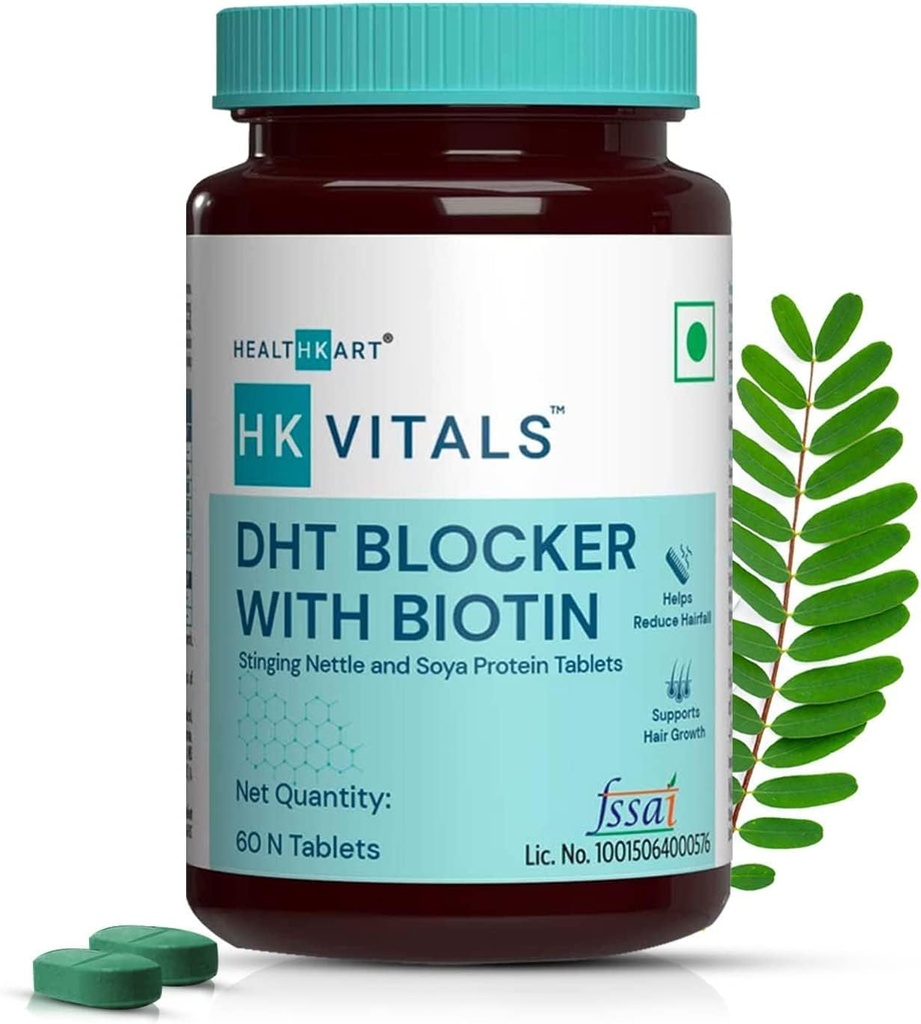 QURA DHT Blocker cu Biotin, Stinging Nettle și Soya Proteine, ajută la reducerea căderii părului, Stimulează creșterea părului, pachet de 60 comprimate