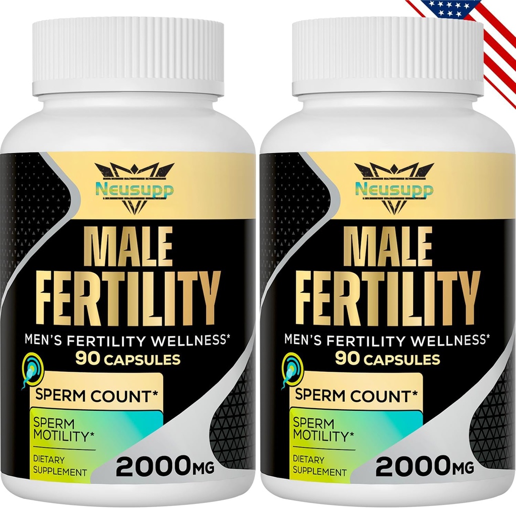 Suplimente de fertilitate pentru bărbaţi, vitamine prenatale masculine - Conte de spermă optică, Motilitate şi Putere, 2000MG Mens Suplimente de fertilitate cu Maca Rădăcină pentru Concepţie - Pachete de 2
