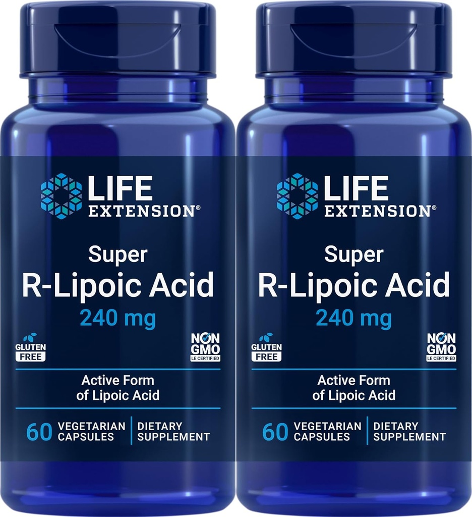 Extensie de viaţă Acid super- R-Lipoic 240 mg, 60 Capsule vegetariene (Pachet de 2)