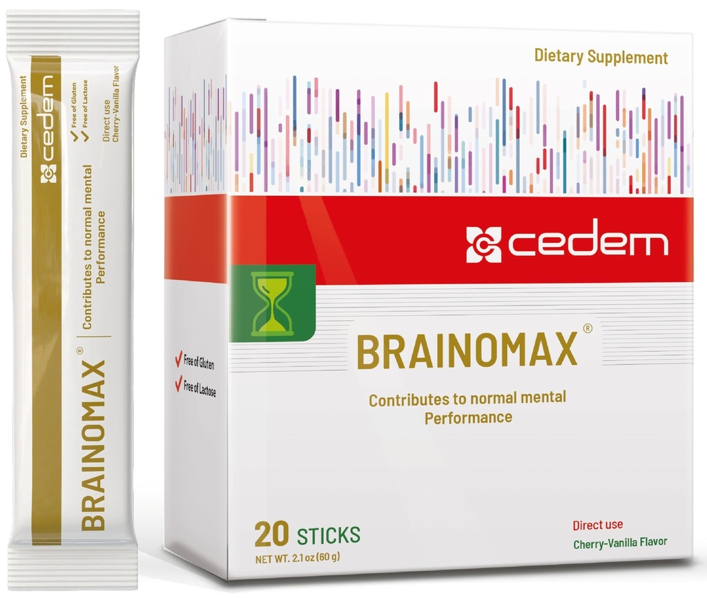 Elveţia BRAINOMAX 20 Sticks pulbere, Brain Booster Supliment, Cherry-Vanilla Aroma cu Citica, N-Acetil-L-Carnitina, Nootropic Creier Suplimente pentru Memorie şi Focus, Suport cognitiv