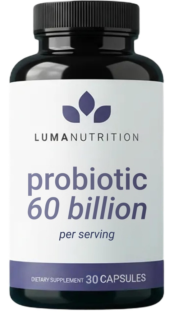 Luma Nutriție Probiotice 60 Miliarde CFU cu prebiotice - Probiotice pentru femei și bărbați - Formulat pentru Digestive Enzyme Health - Vegan & Gluten-Free - 60 capsule