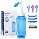 MAOEVER Neti Pot Sinus Clătire flacon nas spălare Cleaner presiune Clătire Nasal Irigare pentru adult & Kid BPA gratuit 300 ML cu 30 Nasal Wash Salt Packets şi Sticker Termometru (albastru)