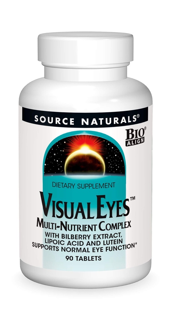 Sursa Naturals Visual Eyes Supliment alimentar - Multi-Nutrient Complex cu extract de afine, Acid lipoic și luteină - 90 comprimate