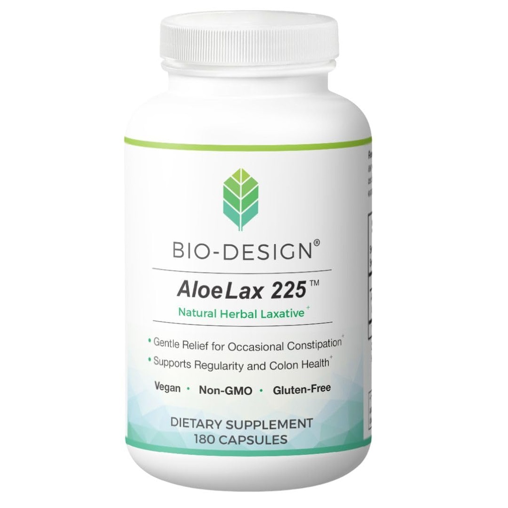 Aloe Lax 225 Natural Herbal Laxative - Relief blând pentru constipație ocazională, gaz, & Blooting cu 225mg naturale Aloe Ferox - Suporturi Regularitatea Bowel & Colon Health - 180 capsule