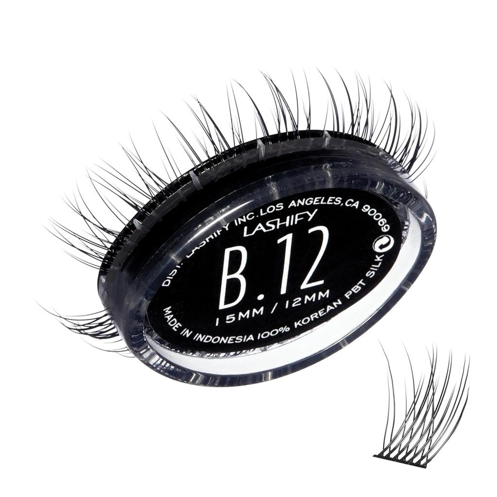 Lashify Bold 12mm Gossamer DIY Extensii geană Refill, negru, Easy False Gene pentru un aspect natural