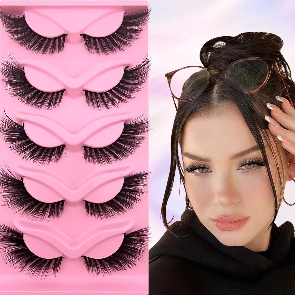 Fox Eye Wispy Geanlashes 20mm Long Cat-Eye Lashes Angel Wing Lashes Faux Mink False Geanlases Natural Look 5 perechi Pack