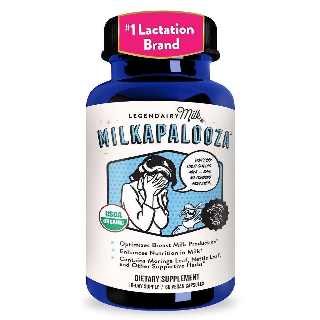Legendairy Milkapalooza Alaptare Suplimentul pentru Alaptarea Mame, Creste alimentarea cu lapte matern cu Moringa organica, Fennel, Nettle, & Shatavari, Vegan Postpartum Essentials Fenugreek-Free 60ct
