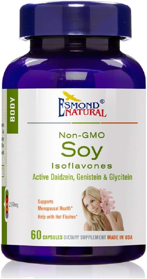 (8 ambalaj) Esmond Natural: Soy Isoflavones Non-GMO (Suports Menopause Health & Hot Flashes), GMP, Natural Product Assn Certified, Made in USA - 250mg, 480 capsule