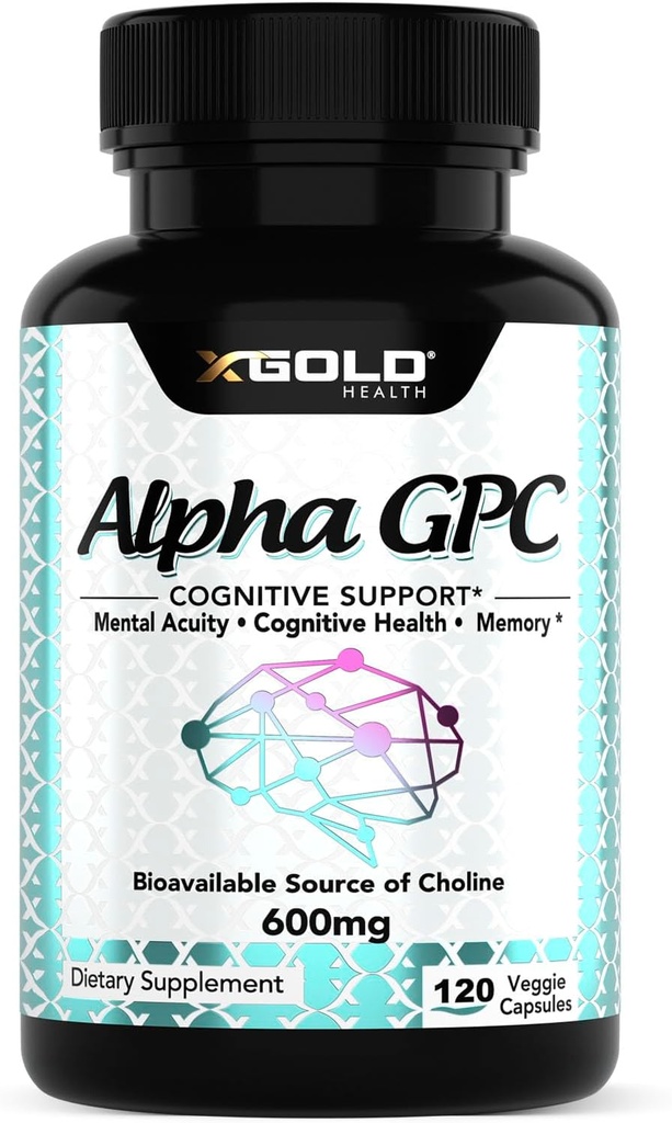 Alpha GPC Choline 600mg, 99% Nootrop Pure Supliment, 120 Capsule Veggie, Cognitive Enhancer for Memory, Brain Health & Focus