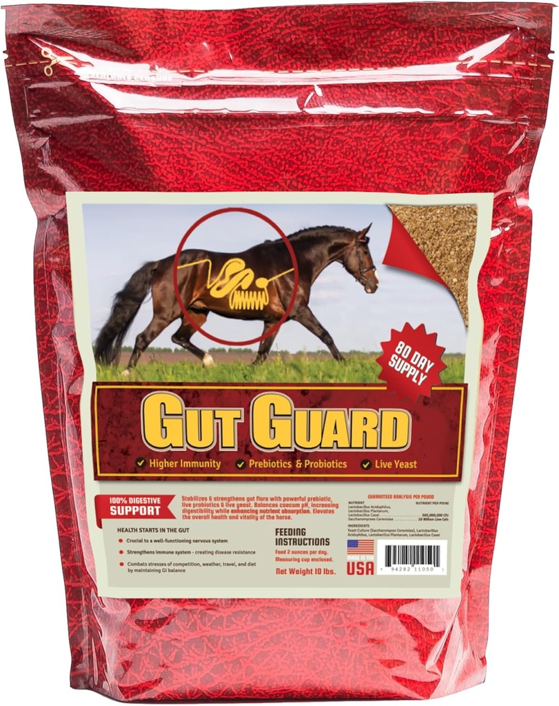 Equine Gut Gut Guard 10 lb, Probiotic şi Prebiotic Horse Supplement for Gut Health