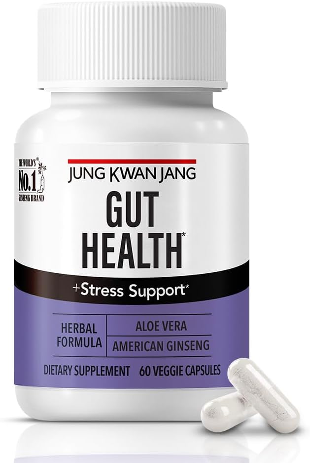 JungKwanJang Gut Health Support with Aloe Vera (833mg) and American Ginseng for Gut Health, Digestion, Imunity, 60 Capsule pentru bărbaţi şi femei