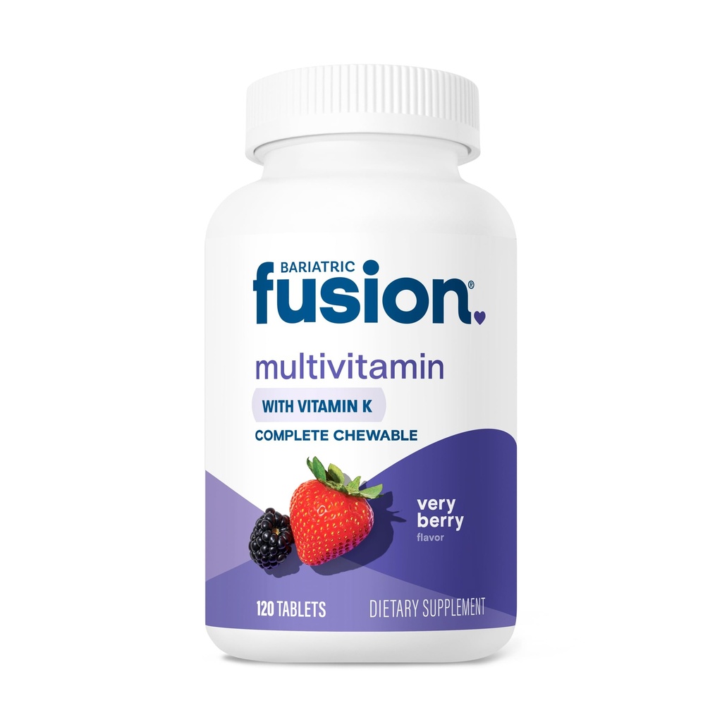 Fuziune bariatrică Foarte Berry Multivitamină bariatrică masticabilă cu fier şi vitamina K pentru pacienţii cu intervenţii chirurgicale bariatrice incluzând Bypass gastric şi Gastrectomie a mânecilor - 120 comprimate