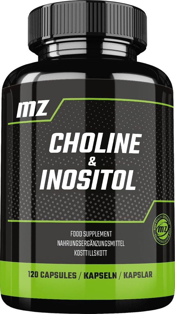 Choline şi Inositol 1200 mg per Serving - 120 capsule - 2 luni de aprovizionare - Supliment alimentar pentru a sprijini Claritatea minţii şi relaxarea - de MZ