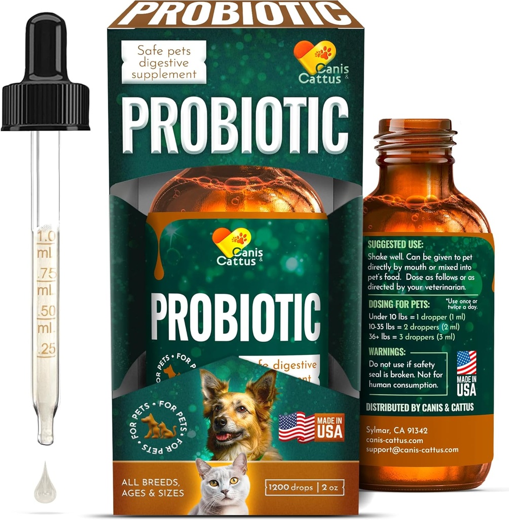 Canis &Cattus Probiotice pentru pisici Probiotice de pisică lichid cu enzime digestive pentru gaz, balonare, diaree si suparare pana la Puls