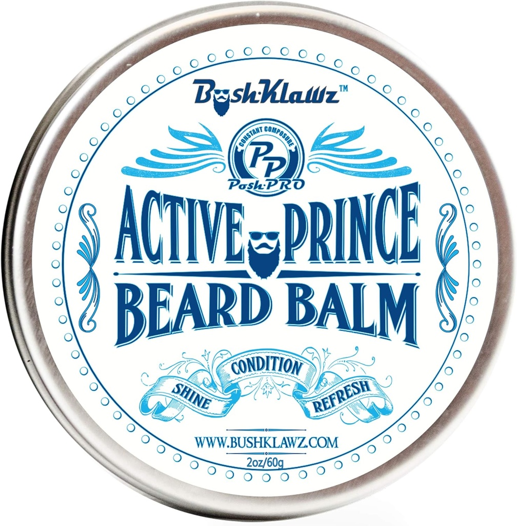 BushKlawz Beard Balm Leave-in Balsam, 2 oz - Active Prince Scent - Cel mai bun balsam pentru barba barbatilor si cadou