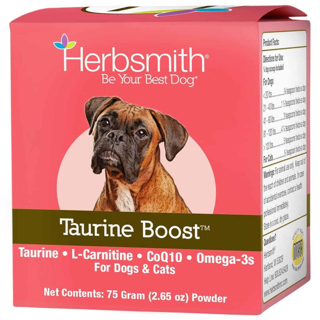 Herbsmith Taurina Boost - Suport cardiac şi cardiac pentru câini şi pisici - Suplimentul taurină pentru câini şi pisici Heart Health 