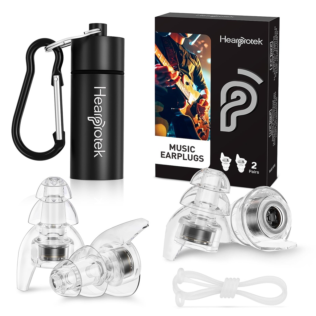 Hearprotek Concert Plug-uri ureche, 2Pair-uri reutilizabile mari Fidelity Muzician Plug-uri urechi pentru concerte Muzică-Reducere zgomot puternic de protecție urechii pentru Rave,Festival,Music,Tinnist Relief