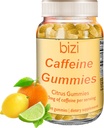 Gume de cafea Bizi pentru bărbaţi şi femei, Suplimentul energetic la Boost Focus, Gume de cafea pentru adulţi, 30 mg cafeină per Gummy, Citrus Flavor (60 ct)