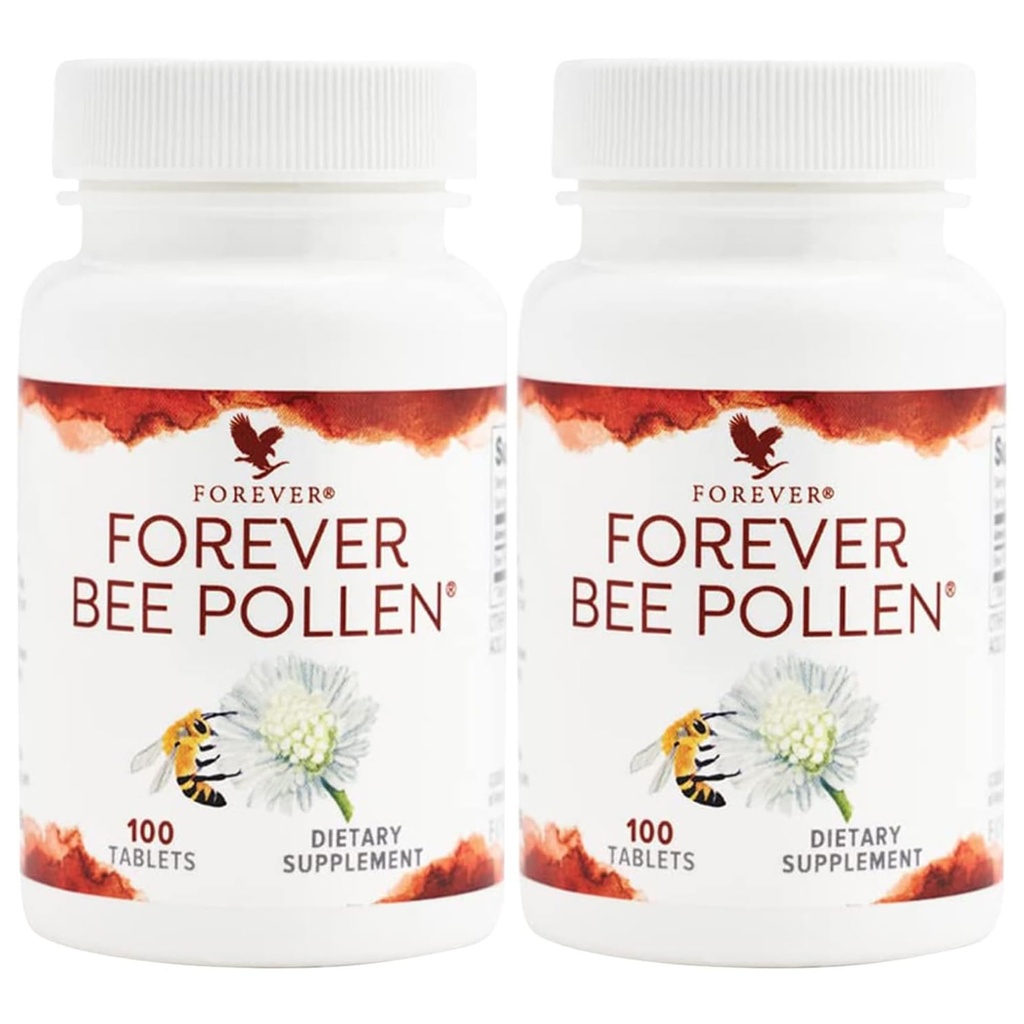 De viață pentru totdeauna - Bee Polen - energie și nutriție cu compuși bioactivi - vegetarian și gluten-free - 100 comprimate (Pachet de 2)