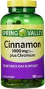 Spring Valley Scorțișoară 1000mg Plus Crom, 180 capsule