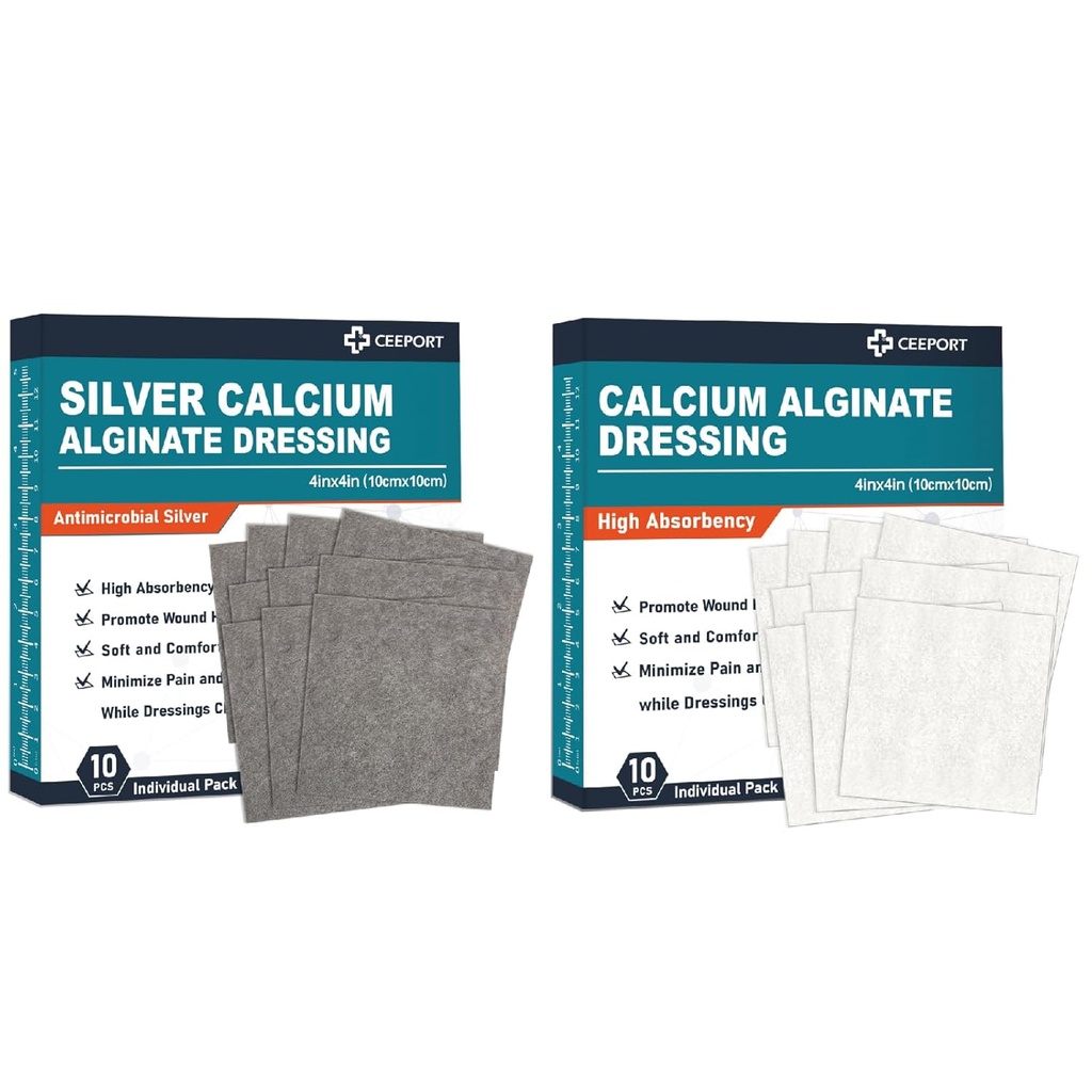 Argint Alginat de calciu Dressing(4 "x 4" 10 buc) + Alginat de calciu Dressing (4 "x 4" 10 buc)