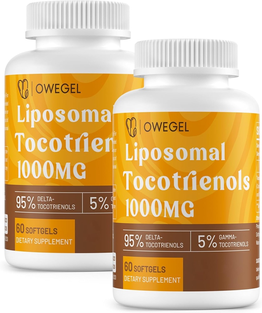Vitamina E Tocotrienol Suplimente 1000mg - Capsule lipozomale cu potenta mare, capsule de tocotrienol lipozomal, 95% Delta & 5% Gamma Tocotrienols Support Skin,Bone,Antioxidant,120 Softgels