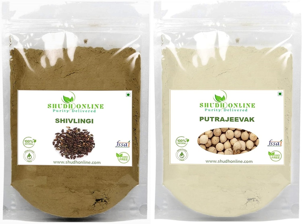 Shudh Online Sivalingi și Putrajivak Seed Powder Combo (100 grame fiecare), Putrajeevak și Shivlingi Beej pulbere, Putrijivak, Putr Jivak, Shivalinga, Shivling