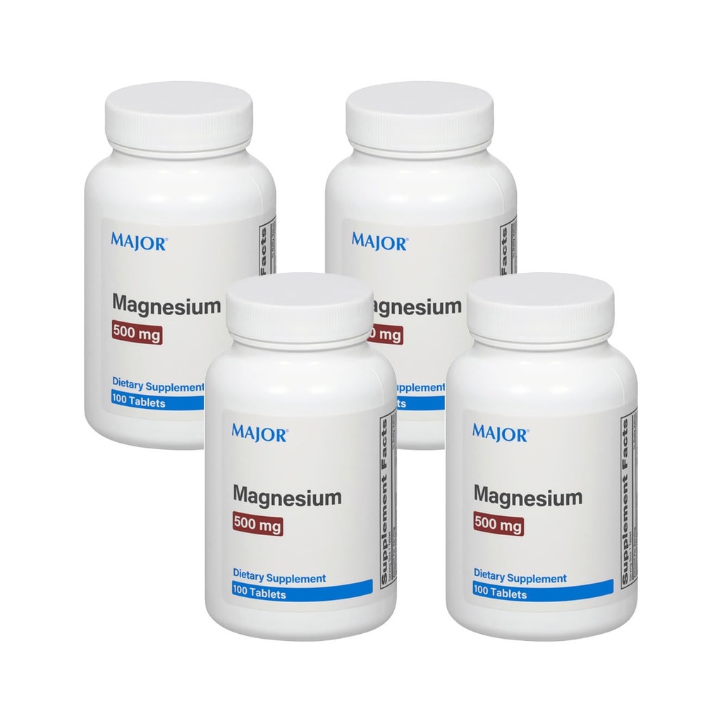 Magneziu 500 mg - Tablete cu oxid de magneziu - Supliment alimentar - 100 Număr de comprimate (4 ambalaje)