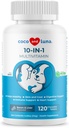 10 din 1 Multivitamine pentru câini - 120 comprimate masticabile cu glucosamină și Chondroitin - ulei de pește și vitamine cu Coq10 pentru sănătatea pielii și a inimii, suport imun