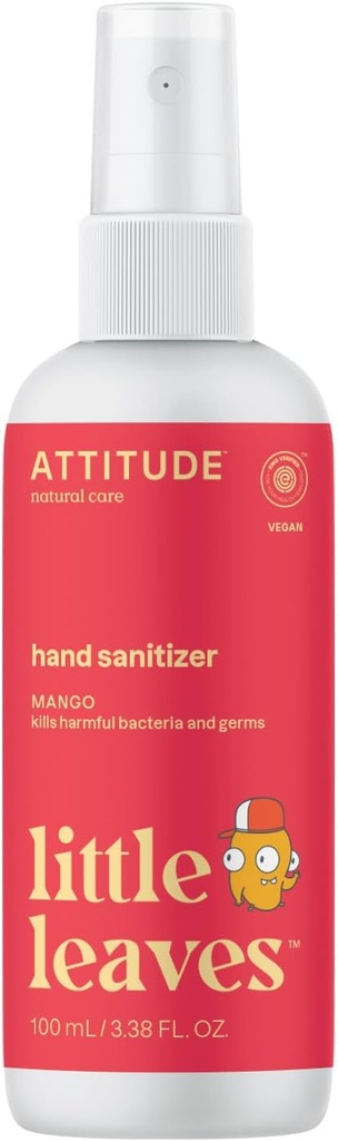 ATITUDE Spray de salubritate manuala pentru copii si adulti, EWG verificat, dimensiune de calatorie, Testat dermatologic, Pe baza de plante si minerale, Vegan, Mango, 3.5 Fl Oz (Spray Bottle)