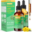 Picături organice Mullein pentru Lung Cleanse, puternic 1700mg Extract de frunze Mullein pentru suport imunitar și respirator, Natural Mullein Supliment picături de tinctură non-GMO & Vegan, 2 Fl Oz