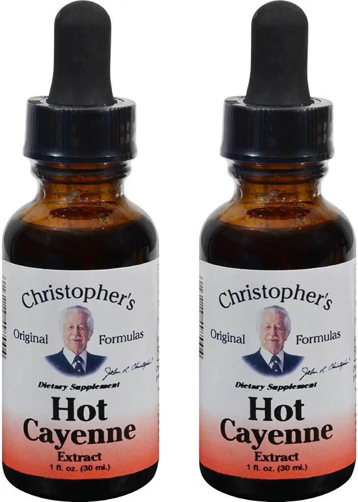 Christopher's Original Formulas Hot Cayenne Extract, 1 fl oz - Natural Herbal Supplement - Pachet de 2