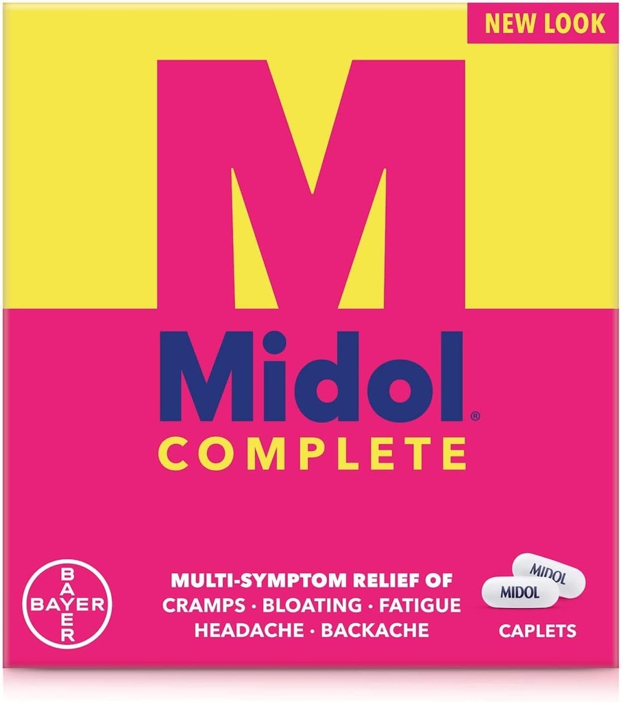 Midol Caplete complete, 24-Count (Pachet de 2), Pachet de mai Vary