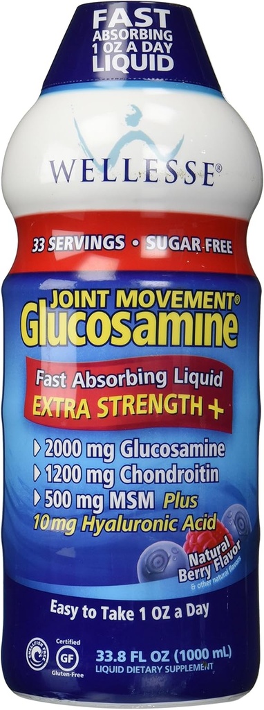 Mișcarea articulară Wellesse Glucosamină cu Chondroitin & Msm 33,8 fl oz (1000 ml)