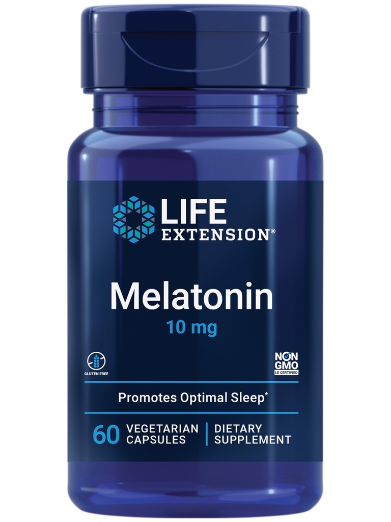 Extensie de viaţă Melatonina, 10 mg, doză sănătoasă, doza noastră cea mai mare disponibile, pentru suport de somn, răspuns imun sănătos, apărare de stres oxidative, vegetarian, 60 capsule