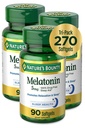 Natura's Bounty Melatonin 100% Drug Free Sleep Aid, Dietary Supplement, Promovează Relaxarea și Sleep Health, 5 mg, 90 Conte, Pachet de 3