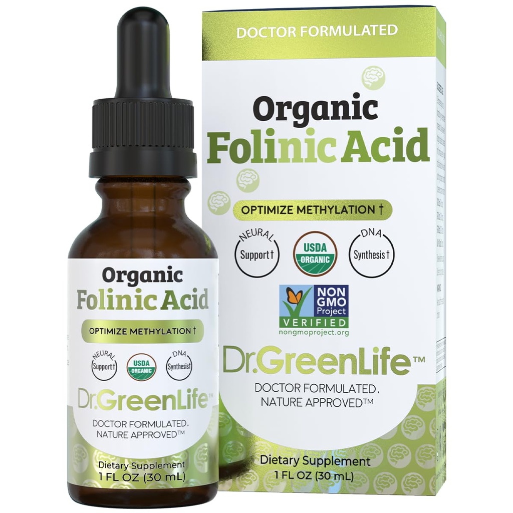 Green Mom USDA Organic Folinic Drops Acid - 500 mcg per picătură 