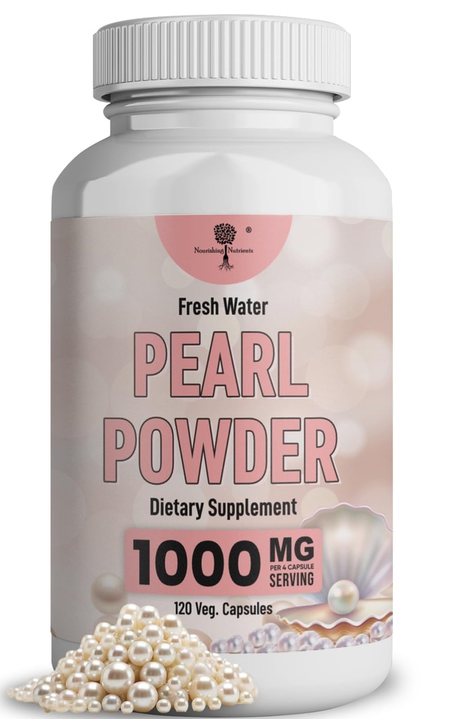 Pearl Powder Supliment pentru sănătatea pielii - Anti-Aging, Antioxidant & Colagen Productie - ochi sanatosi, par &amp; unghii, Suporturi Imunitate, Mood si somn - Cu calciu & Amino Acids 120 capsule 1000mg